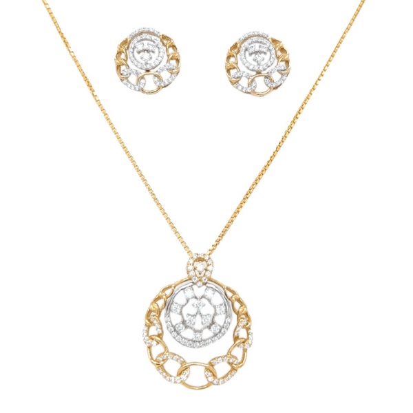 18k  Diamond Round Pendant Set | Pachchigar Jewellers
