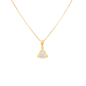 22K Gold Triangle Pendant studded with American Diamond