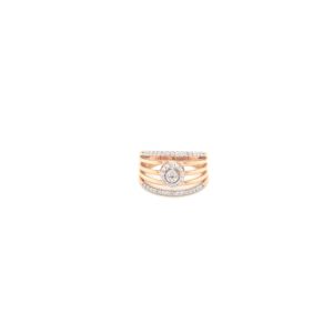 18kt Gold Ladies Ring in Round Diamond Channel Setting