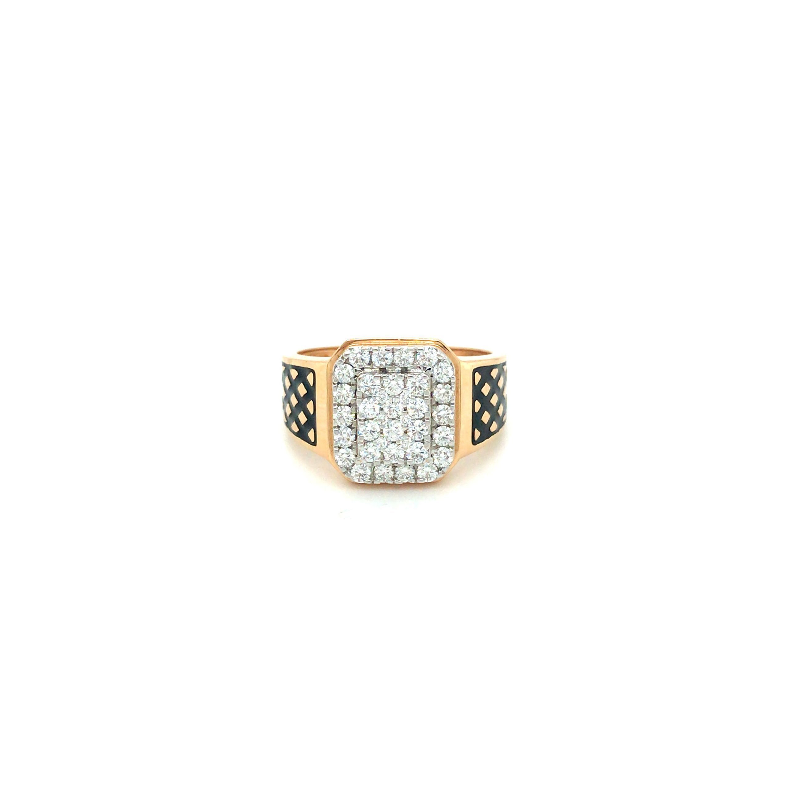 18K Gold Real Diamond Ring In Black Mino|Pachchigar Jeweller