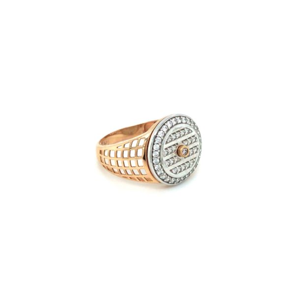 18K Rose Gold Diamond Ring with Striking Grey Mino Accent
