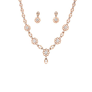 18KT Rose Gold Floral Diamond Necklace|Pachchigar Jewellers