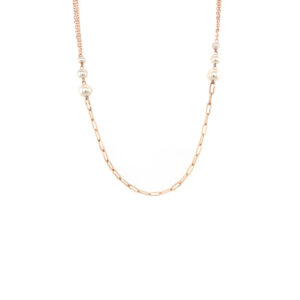 18KT Italian Rose Gold Cubic Chain with lustrous white pearl