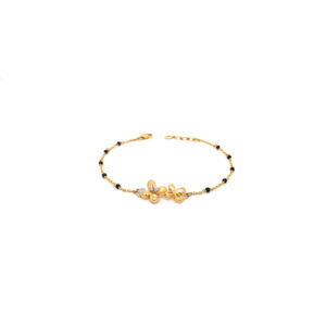 22K Gold Simple Bracelet with Black Bead|Pachchigar Jeweller