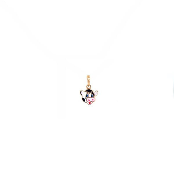 Playful Cow Face 18KT Gold Kids Pendant |Pachchigar jewelers