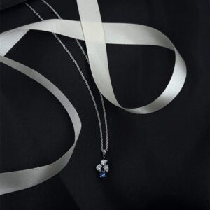 Modern muse: Blue-accented Pendant Set with diamond sparkle And Studs Earring