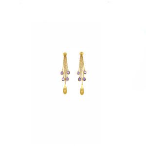 22KT Gold Lavender Drop Chain Earrings |Pachchigar Jewellers